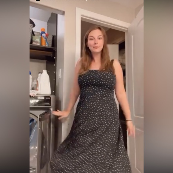 Gap Polka Dotted Spaghetti Strap Maxi Dress Black White Size MEDIUM - Picture 2 of 5